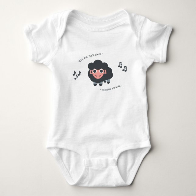 Cute baby nursery rhyme bodysuit ba ba black sheep (Front)