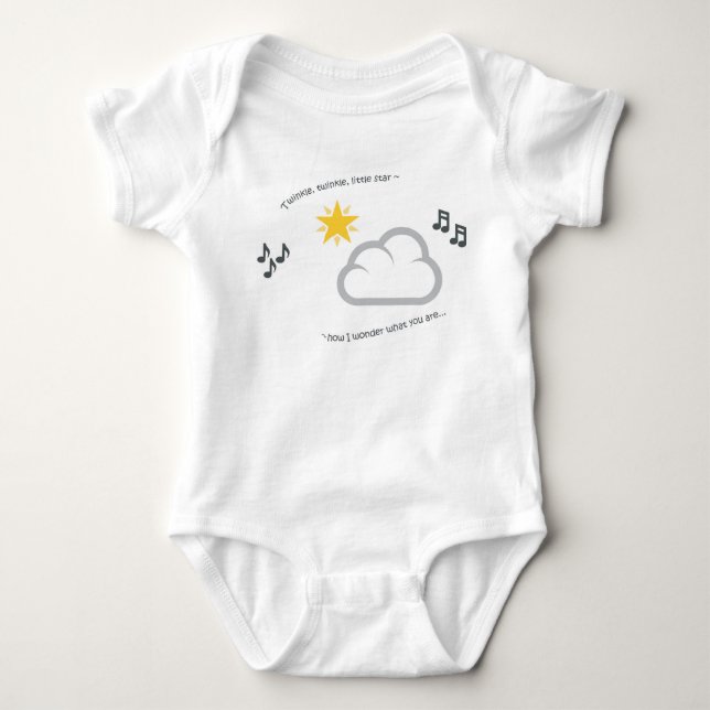 Cute baby nursery rhyme twinkle little star baby bodysuit (Front)