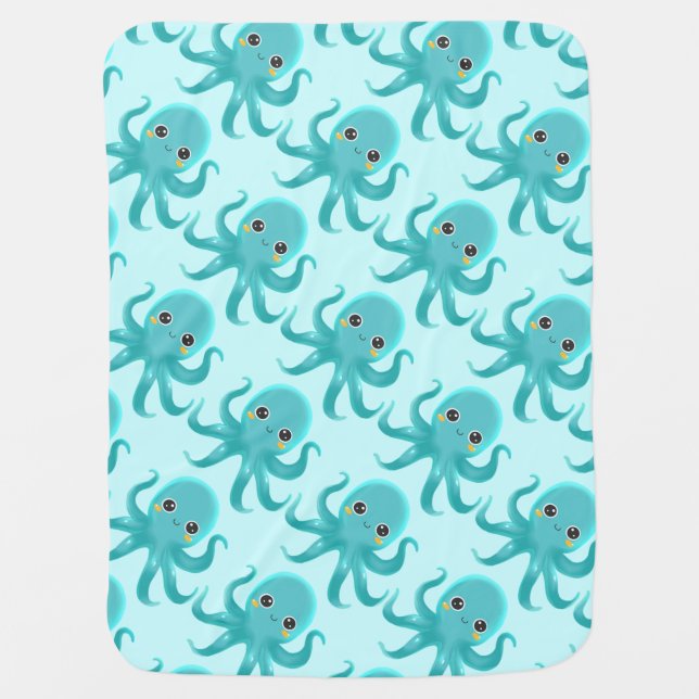 Cute Baby Octopus Baby Blanket (Front)