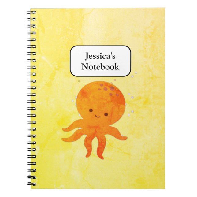 Cute Baby Octopus Cartoon Notebook (Front)