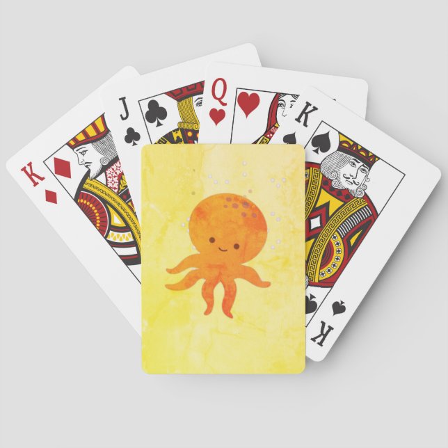 Cute Baby Octopus Cartoon Poker Cards (Back)