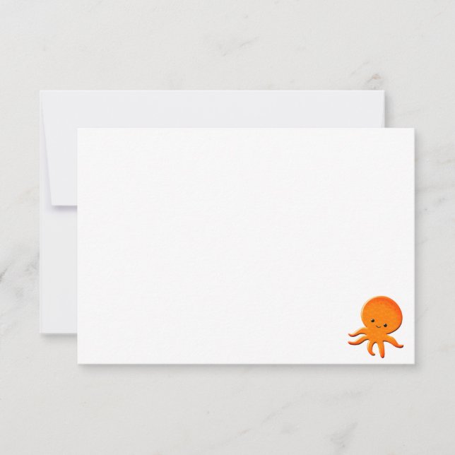 Cute Baby Octopus Custom Blank Note Card (Front)