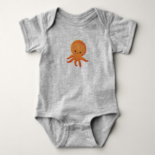 Cute Baby Octopus Drawing Baby Bodysuit