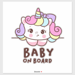 Cute Baby on Board Unicorn Sticker