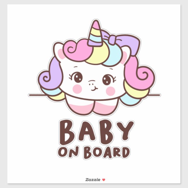 Cute Baby on Board Unicorn Sticker (Sheet)