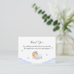 Cute Baby On The Cloud Baby Shower Thank You Note Card