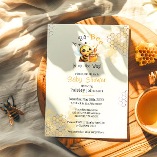 Cute Baby on the Way Honey Bee Baby Shower Invitation