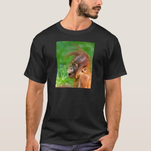 Cute baby orangutan looks on in wonder T_Shirt