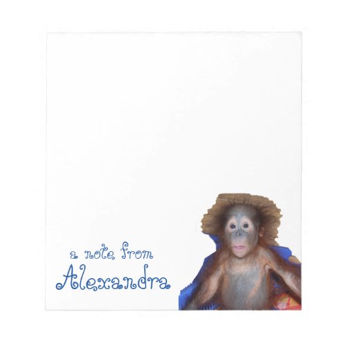 Cute Baby Orangutan Personalized Notepad