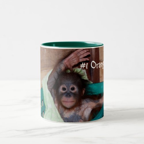 Cute Baby Orangutan Wave Hello Two_Tone Coffee Mug