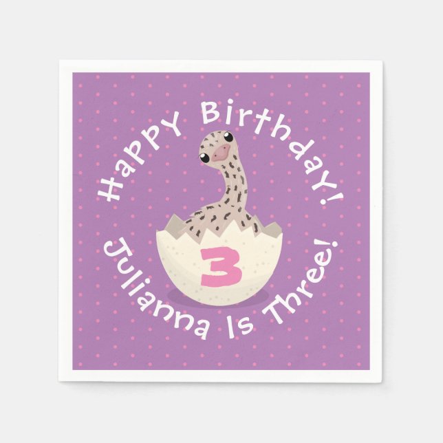 Cute baby ostrich in egg cartoon illustration napkins (Front)