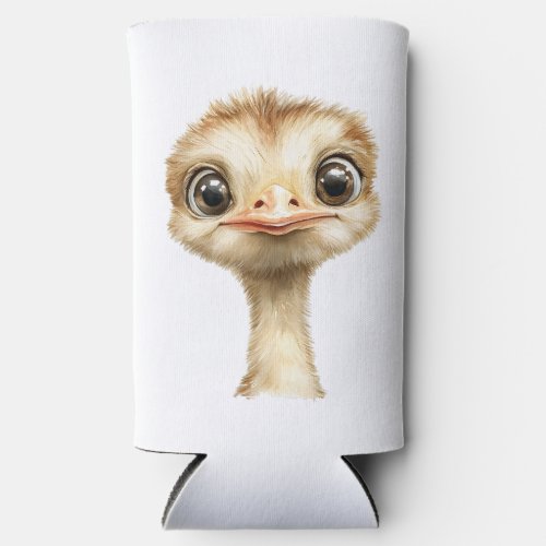 Cute Baby Ostrich Whimsical Safari Nursery Seltzer Can Cooler