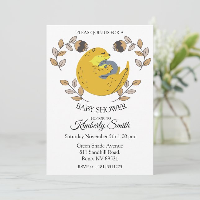 Cute Baby Otter Baby Shower Invitation (Standing Front)