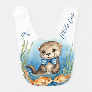 Cute Baby Otter Boy Baby Bib