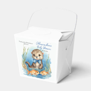 Cute Baby Otter Boy Baby Shower Favor Boxes