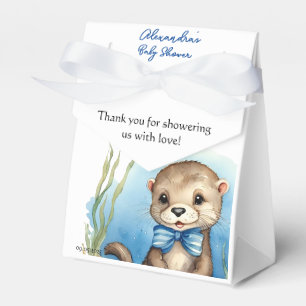 Cute Baby Otter Boy Baby Shower Favor Boxes