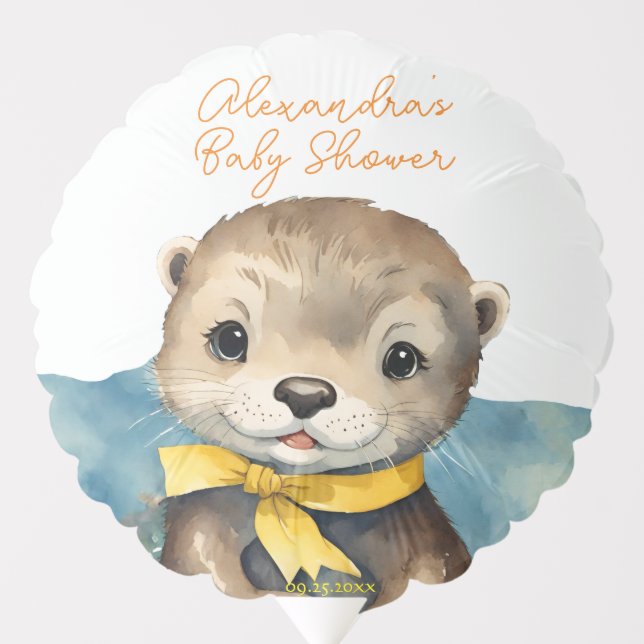 Cute Baby Otter Gender Neutral Baby Shower Balloon (Front)