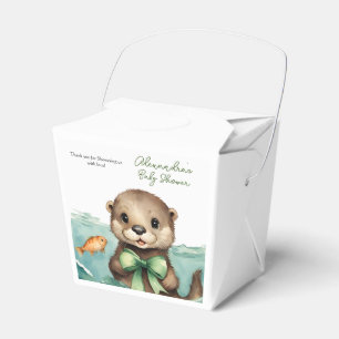 Cute Baby Otter Gender Neutral Baby Shower Favor Boxes