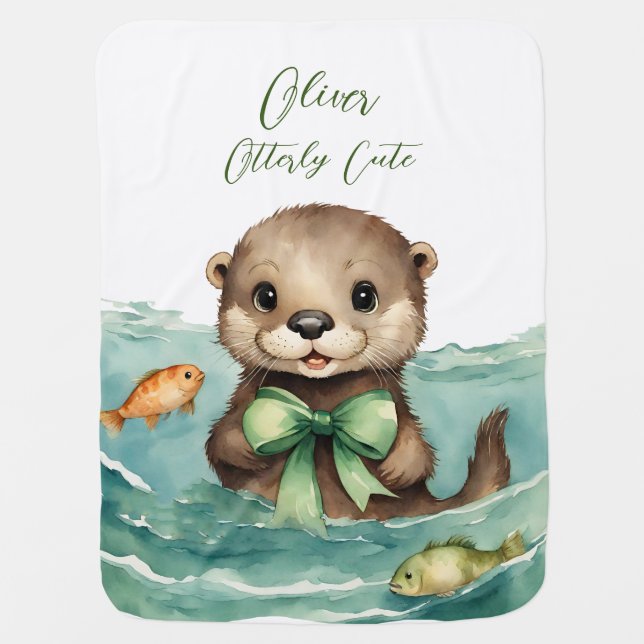 Cute Baby Otter Gender Neutral Blanket (Front)