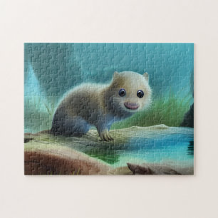 Cute baby otter in pond - jigsaw puzzle