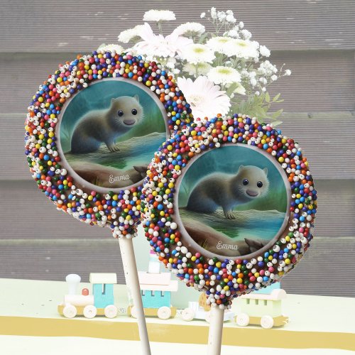 Cute baby otter in pond _ personalizable     chocolate covered oreo pop