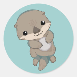Cute Baby Otter Pup Classic Round Sticker