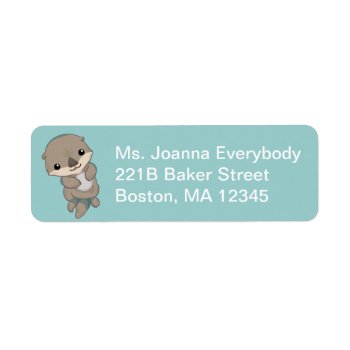 Cute Baby Otter Pup Label by blackunicorn at Zazzle