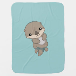 Cute Baby Otter Pup Receiving Blanket