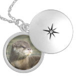 Cute Baby Otter Silver Plated Necklace at Zazzle