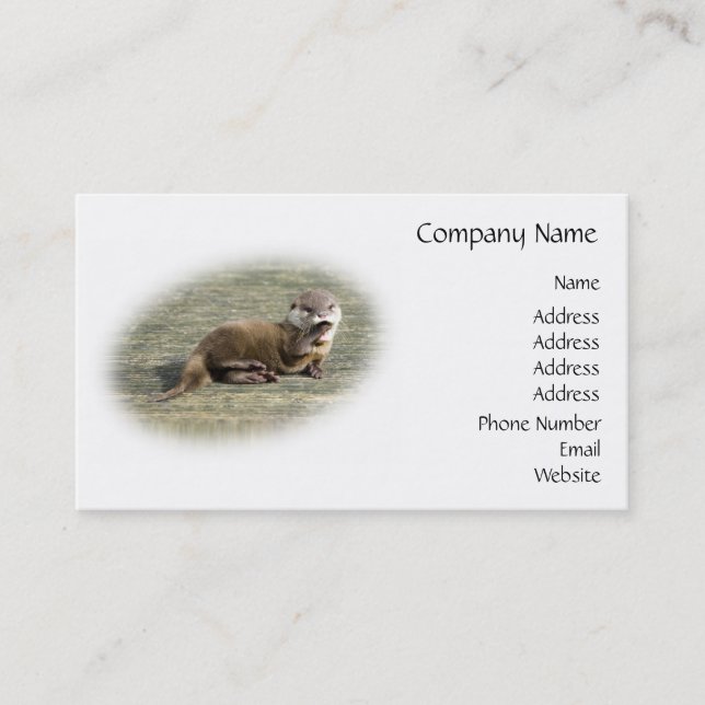 Cute Baby Otter Yawning Business Card (Front)