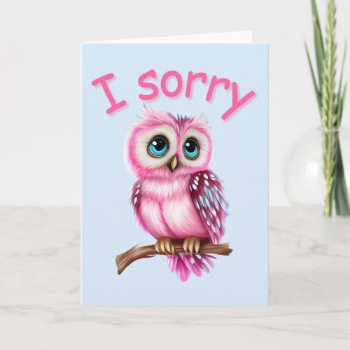 Cute baby owl apology card with bible verse