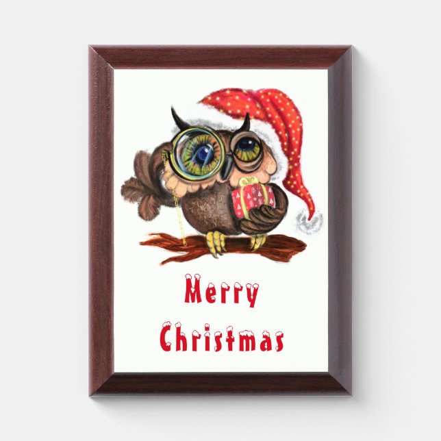 Cute Baby Owl Christmas Plaque Gift (Vertical)