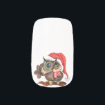 Cute Baby Owl In Christmas Hat and Gift - Fun Minx Nail Art<br><div class="desc">Cute Baby Owl In Christmas Hat and Gift - Cartoon Bird Painting Funny Collection - Choose / Add Your Unique Text / Name / Color - Make Your Special Gift - Resize and move or remove / add elements - image / text with customization tool. Painting and Design by MIGNED....</div>
