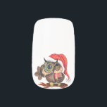 Cute Baby Owl In Christmas Hat and Gift - Fun Minx Nail Art<br><div class="desc">Cute Baby Owl In Christmas Hat and Gift - Cartoon Bird Painting Funny Collection - Choose / Add Your Unique Text / Name / Color - Make Your Special Gift - Resize and move or remove / add elements - image / text with customization tool. Painting and Design by MIGNED....</div>