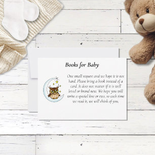 Cute Baby Owl Moon Stars Blue Shower Book Request RSVP Card