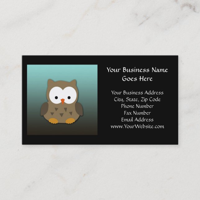 Cute Baby Owl Personalized Business Card (Front)