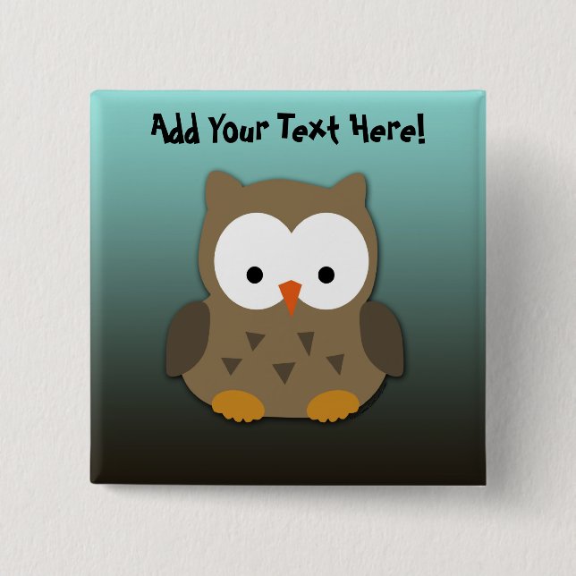 Cute Baby Owl Personalized Button (Front)