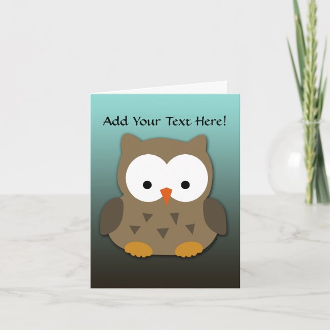 Cute Baby Owl Personalized Card (Front)