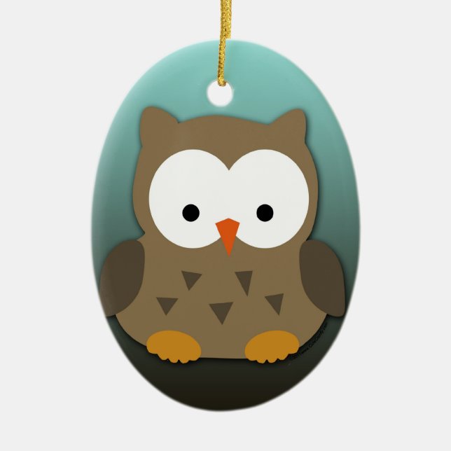 Cute Baby Owl Personalized Ceramic Ornament (Front)