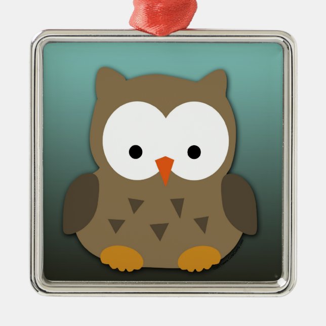Cute Baby Owl Personalized Metal Ornament (Front)