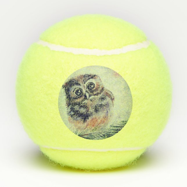 Cute Baby Owl Tennis Balls (Back)