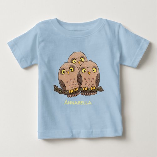 Cute baby owl trio cartoon illustration baby T_Shirt