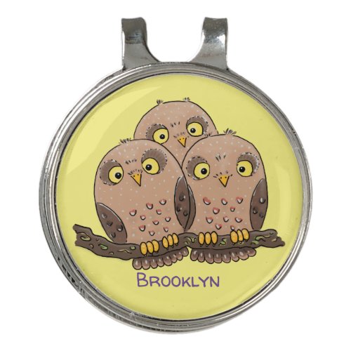 Cute baby owl trio cartoon illustration golf hat clip