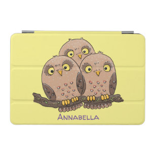 Cute baby owl trio cartoon illustration iPad mini cover