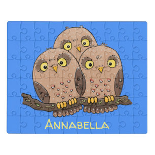 Cute baby owl trio cartoon illustration jigsaw puzzle