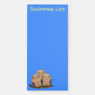 Cute baby owl trio cartoon illustration magnetic notepad