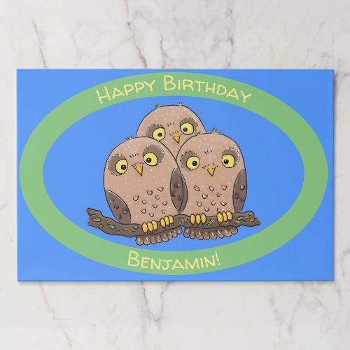 Cute baby owl trio cartoon illustration paper pad