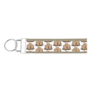 Cute baby owl trio cartoon illustration wrist keychain