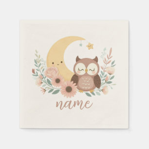 Cute baby owl with moon napkins
