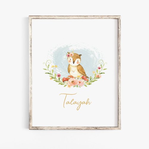 Cute Baby Owl Woodland Name Nursery Decor